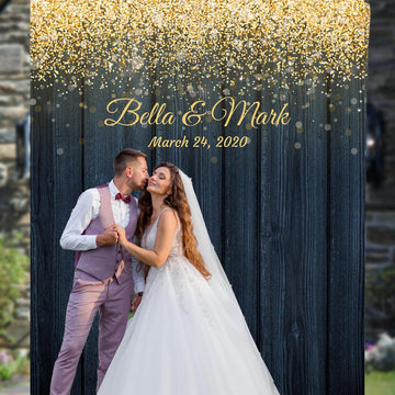Rustic Navy Gold Wedding Backdrop - iJay Backdrops